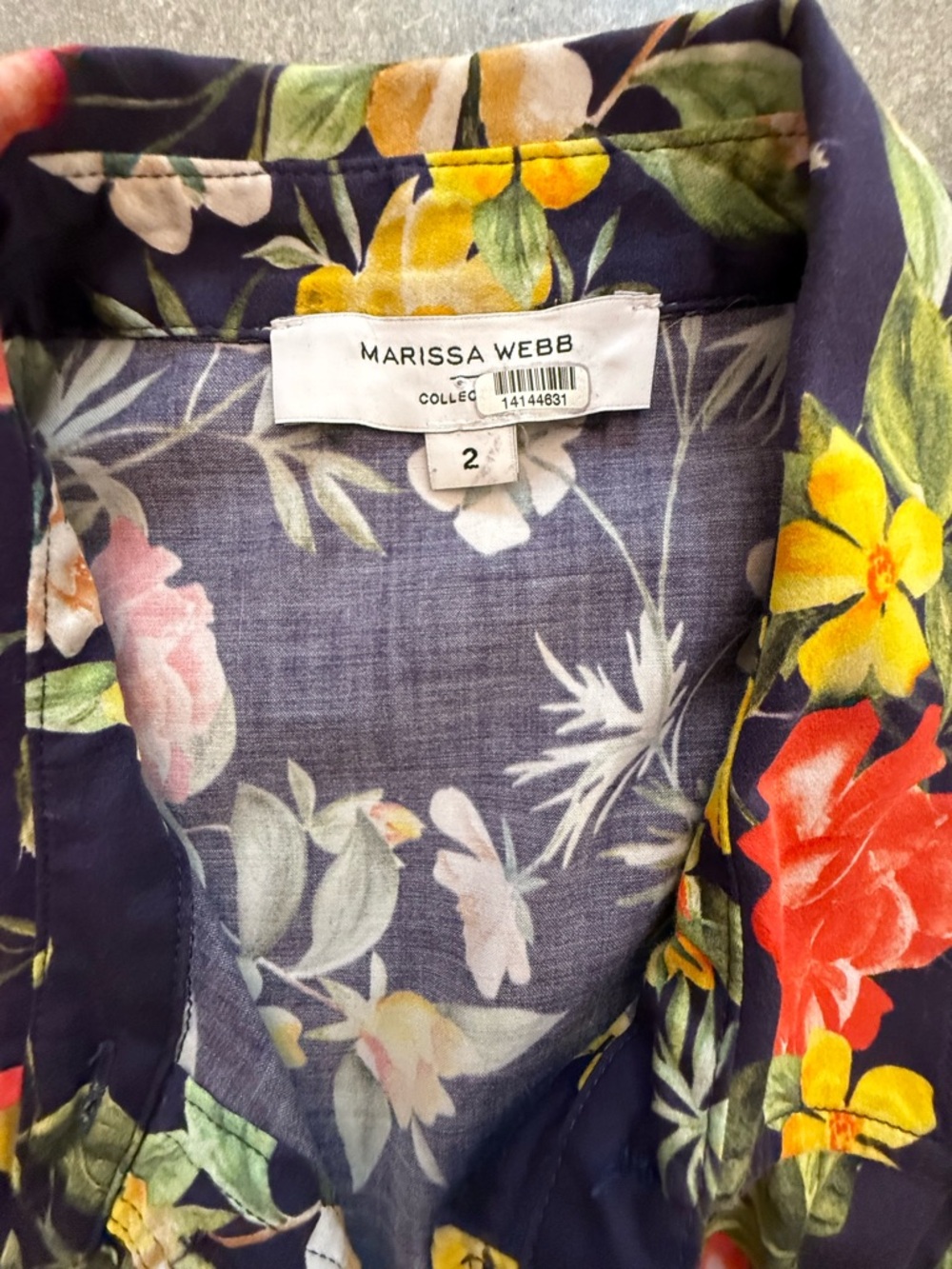 Marissa Webb "Dolly" Floral Button Down Mini Dress Navy Multi Color Size 2 - Picture 7 of 14